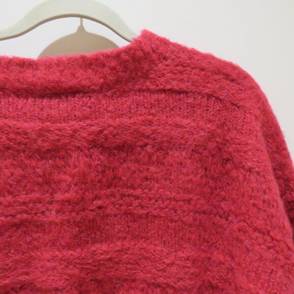 JOIE Blanche Crew Neck Alpaca Wool Blend Sweater in Fuchsia Red Quiet Luxury - Picture 12 of 14